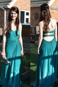 Backless Off Shoulder Chiffon Long Prom Dress Evening Gowns