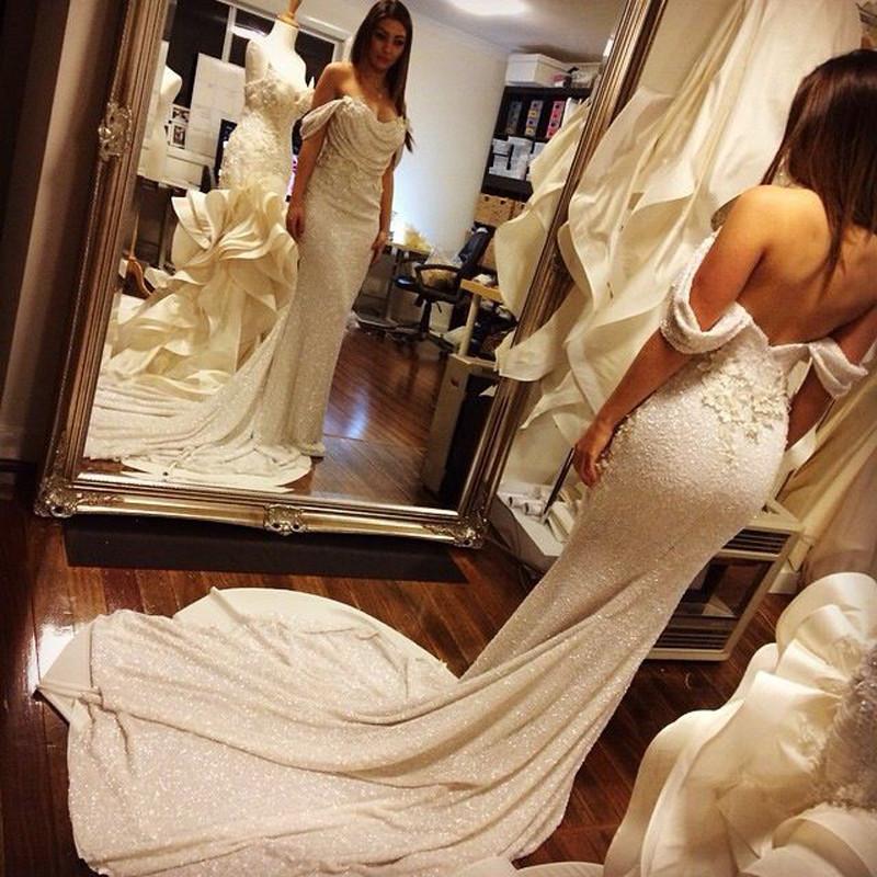 Satin Off Shoulder Court Train Mermaid Prom Dresses
