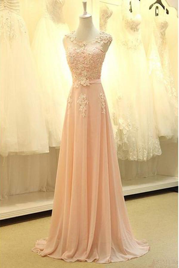Vestido de noche largo de línea A, con apliques, de longitud hasta el suelo, para fiesta de graduación