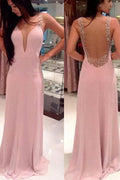 Vestidos largos de fiesta con cuello en V sin espalda, bonitos vestidos de noche para fiesta