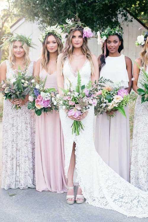 Gorgeous White Deep V-Neck Lace Mermaid Wedding Dress with Split