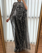 Luxuriöses champagnerfarbenes Kaftan-Abendkleid, Hochzeitskleid LA72945 