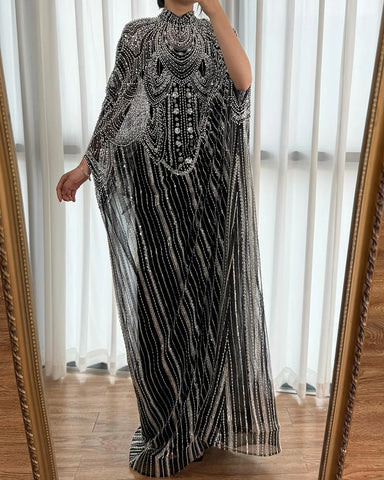 Luxury Champagne Kaftan Evening Gown Wedding Formal Dress LA72945