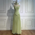 Elegantes salbeigrünes A-Linien-Abendkleid aus Chiffon LA73073 