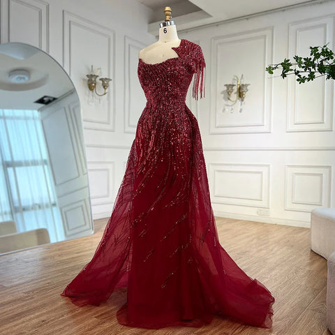 Luxury Green Evening Dress with Overskirt LA72979