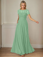 Dunkelblaues A-Linien-Pailletten-Chiffonkleid mit U-Boot-Ausschnitt 