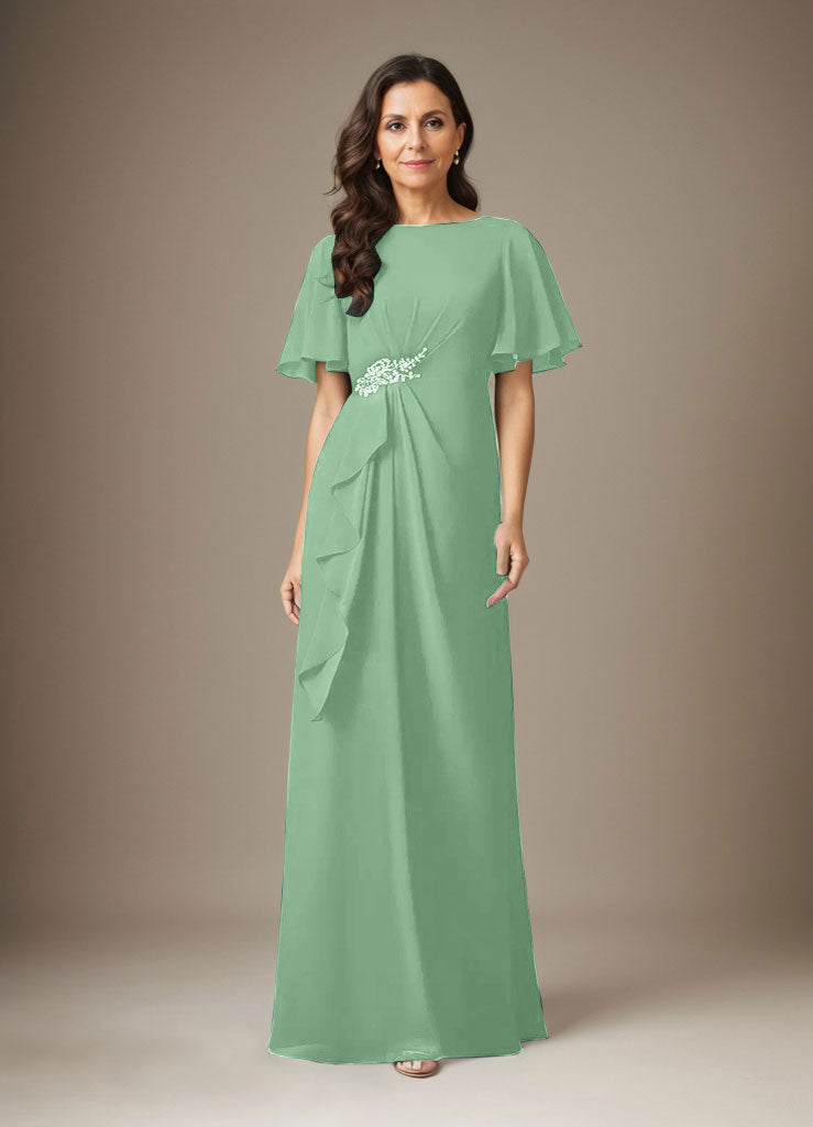 Vestido de gasa con cuentas en azul marino oscuro