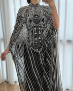 Luxuriöses champagnerfarbenes Kaftan-Abendkleid, Hochzeitskleid LA72945 