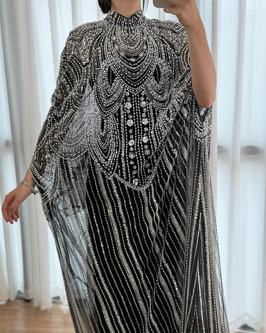 Luxury Champagne Kaftan Evening Gown Wedding Formal Dress LA72945