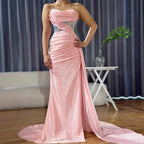 Elegante vestido de fiesta rosa brillante con abertura LA72997