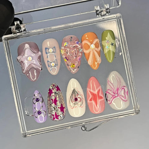 3D PentagramCarefully designed pure handmade press-on gel nails