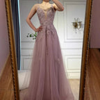 Vestido de fiesta de lujo de encaje verde salvia con tirantes finos, corte A, LA73005
