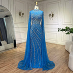 Luxuriöses, nudefarbenes Meerjungfrauen-Abendkleid mit Cape-Ärmeln LA71885A 