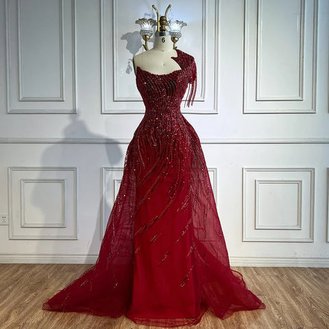 Luxury Green Evening Dress with Overskirt LA72979