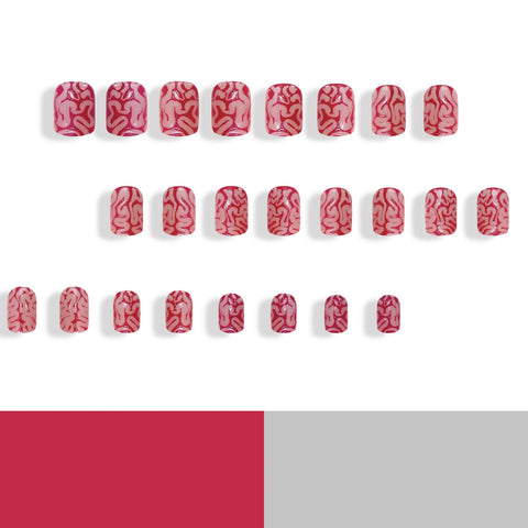 24 uñas postizas con diseño de colon sangriento de terror, elementos de Halloween, uñas postizas cortas de cabeza cuadrada para chicas geniales, arte de salón. 