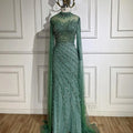 Luxuriöses, nudefarbenes Meerjungfrauen-Abendkleid mit Cape-Ärmeln LA71885A 
