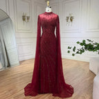 Luxuriöses, nudefarbenes Meerjungfrauen-Abendkleid mit Cape-Ärmeln LA71885A 