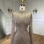 Luxuriöses, nudefarbenes Meerjungfrauen-Abendkleid mit Cape-Ärmeln LA71885A 
