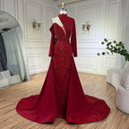 Serene Hill Arabic Green Elegant Mermaid One Shoulder Beaded Luxury Dubai Evening Dresses Gowns For Women Wedding Party
