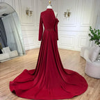 Serene Hill Arabic Green Elegant Mermaid One Shoulder Beaded Luxury Dubai Evening Dresses Gowns For Women Wedding Party