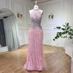 Meerjungfrauen-Abendkleid mit Federn, silbergrau, formelles Partykleid LA70623A