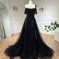 Serene Hill Gold Mermaid Elegant One Shoulder Overskirt Beaded Luxury Evening Dresses Gowns For Women Wedding Party