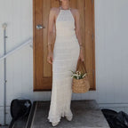 Halter Pleated Boho Vacation Dress