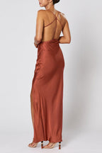 Sexy burgunderrotes ärmelloses Brautjungfernkleid mit Spaghettiträgern