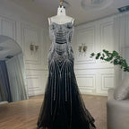 Luxuriöses, nudefarbenes, rosafarbenes Meerjungfrauen-Abendkleid mit Kristallquasten LA72772