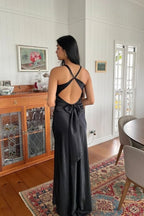 Scheide Satin V-Ausschnitt Lange Ballkleider mit Schleife Langes Abendkleid