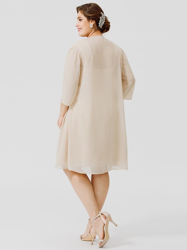 A-Linien-/Prinzessinnen-Kleid mit Spaghettiträgern und knielanger Passform für die Mutter der Braut 