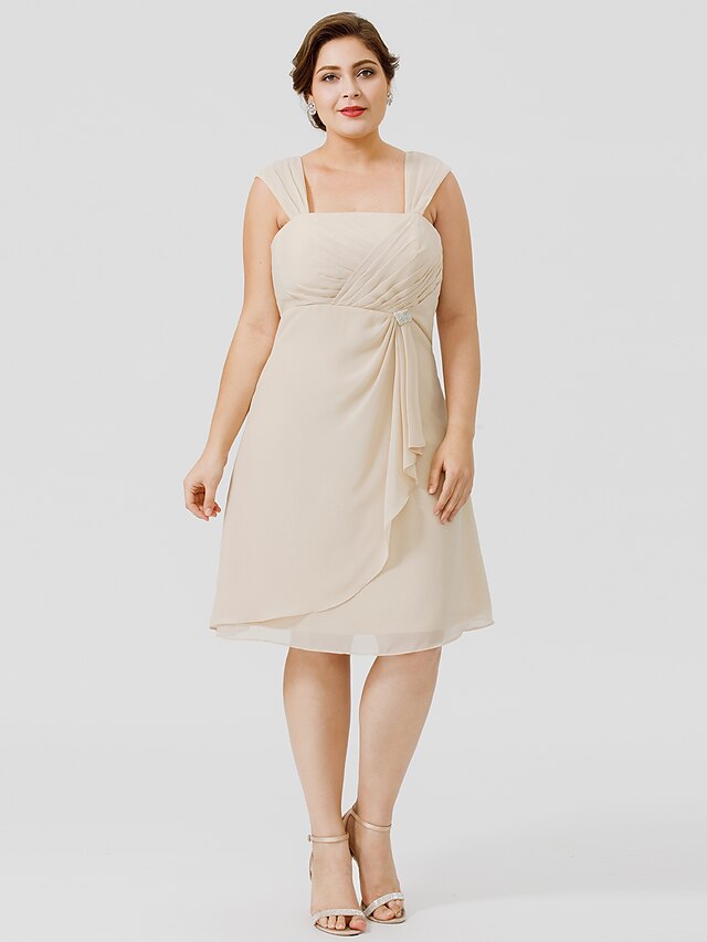 A-Linien-/Prinzessinnen-Kleid mit Spaghettiträgern und knielanger Passform für die Mutter der Braut 