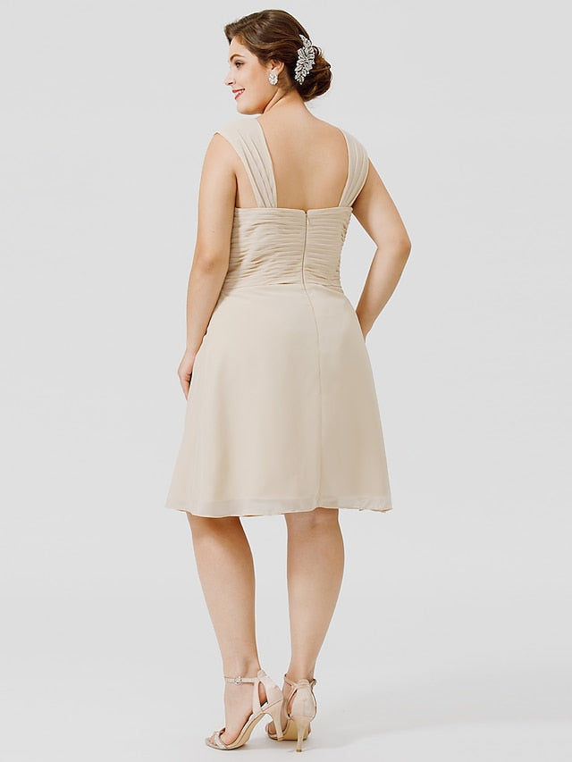 A-Linien-/Prinzessinnen-Kleid mit Spaghettiträgern und knielanger Passform für die Mutter der Braut 