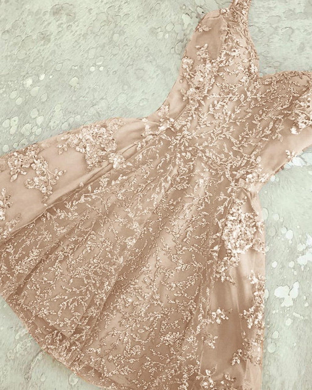 Spaghetti Straps Backless V-neck Mini Short Homecoming Dress