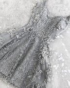Spaghetti Straps Backless V-neck Mini Short Homecoming Dress