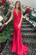 Simple Mermaid Satin Halter Backless Prom Dresses, Evening Dress