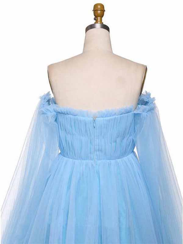 A-line Tulle Off-the-Shoulder Prom Dresses, Long Formal Dress