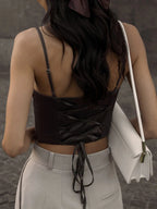 Bandage Lace-Up Skinny Crop Top