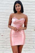 Trägerloses Satin-Sweetheart-Kurz-Mini-Abschlussballkleid