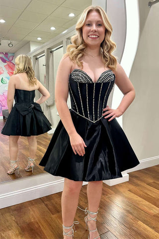 Strapless Sweetheart Light Blue Short Homecoming Dress With Beading