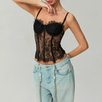 Mesh Lace Corset Crop Top