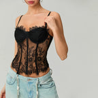 Mesh Lace Corset Crop Top