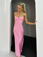 Suninheart Rosa Satin-Urlaubskleid