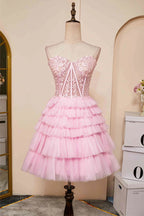 Trägerloses Homecoming-Kleid mit Herz-Ausschnitt und Lagenrock
