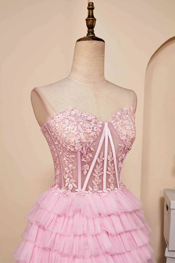 Trägerloses Homecoming-Kleid mit Herz-Ausschnitt und Lagenrock