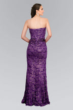 Sweetheart Neck Purple Lace Prom Dresses with Beaded Bodice and Embroidery Accents