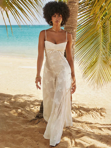 A-line Lace Backless Vacation Dress