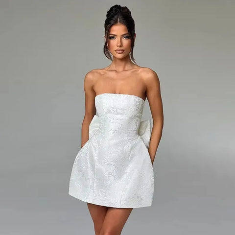 Jacquard Waist Wrap A-line Vacation Dress