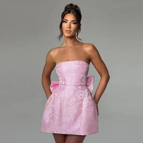 Jacquard Waist Wrap A-line Vacation Dress