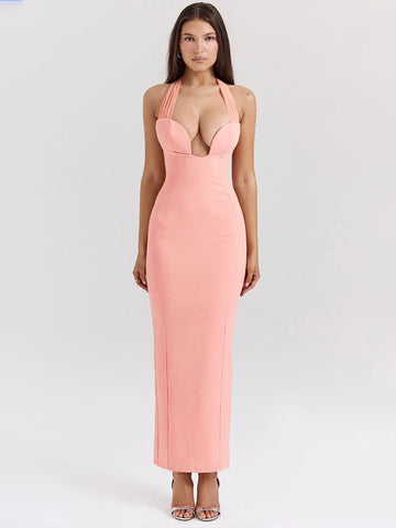 Elegante vestido maxi ajustado para vacaciones